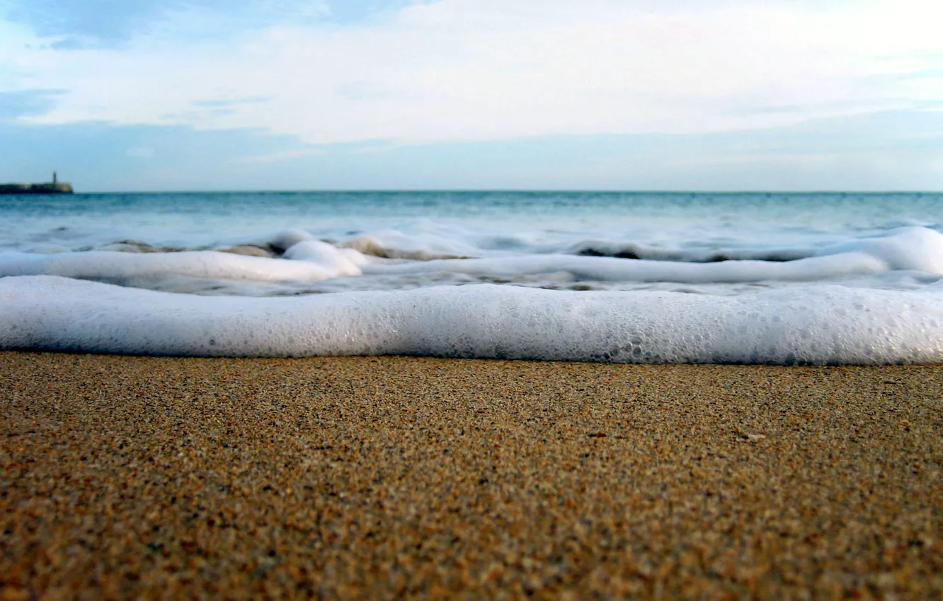 Фото обои песок, море, волны, небо, свобода, пена