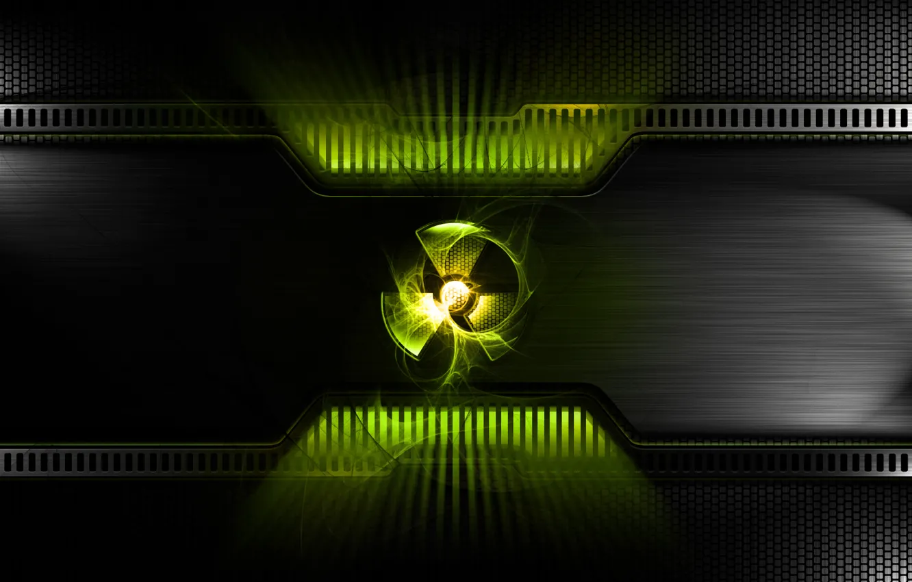 Фото обои green, metal, black, sign, carbon, radioactive, powerplant
