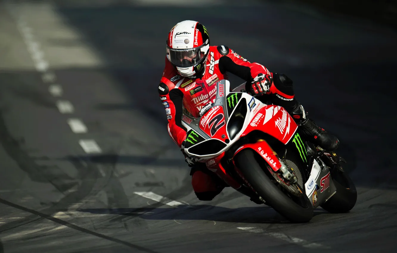 Фото обои red, Yamaha, moto, race, superbike, turn, macau, macaugp