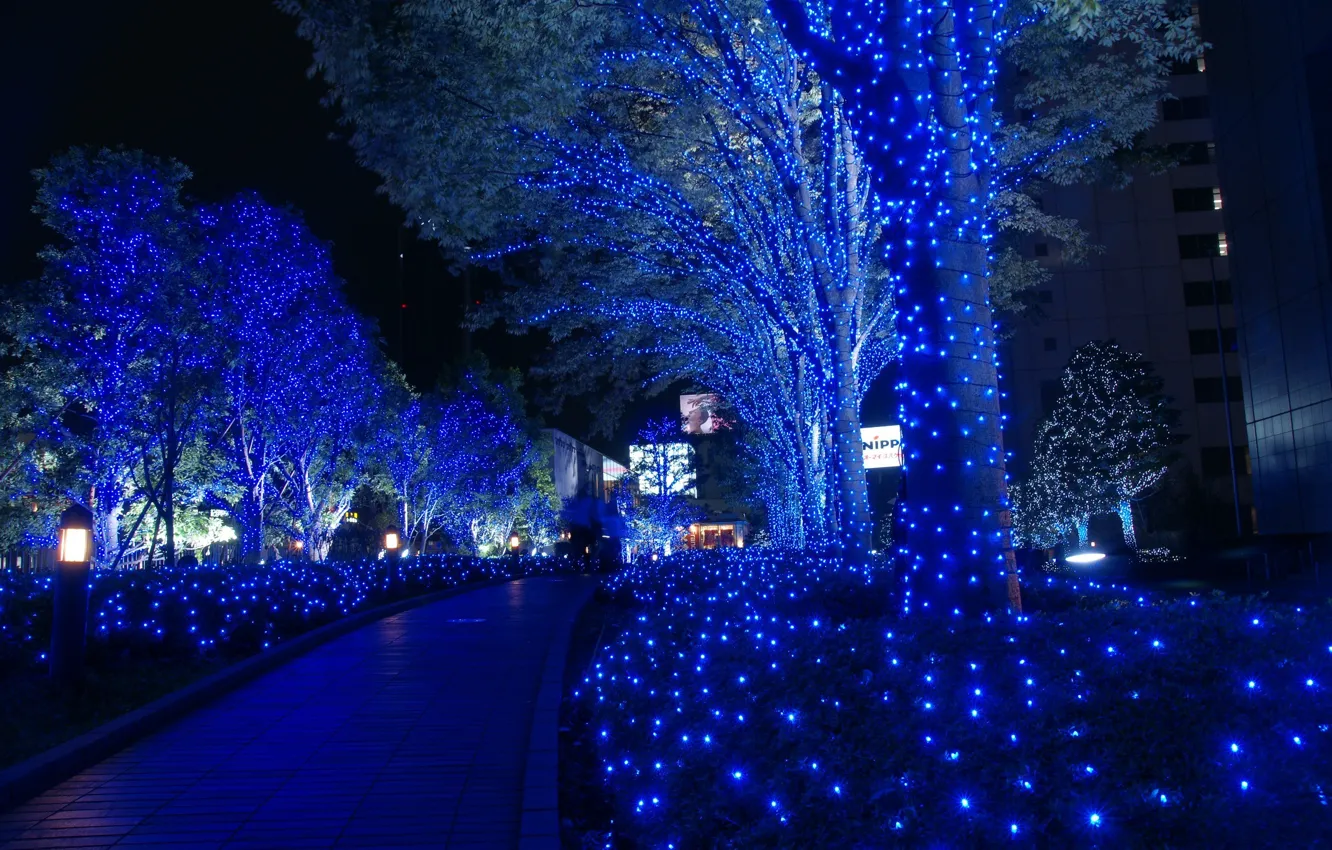 Фото обои Токио, Рождество, Гирлянды