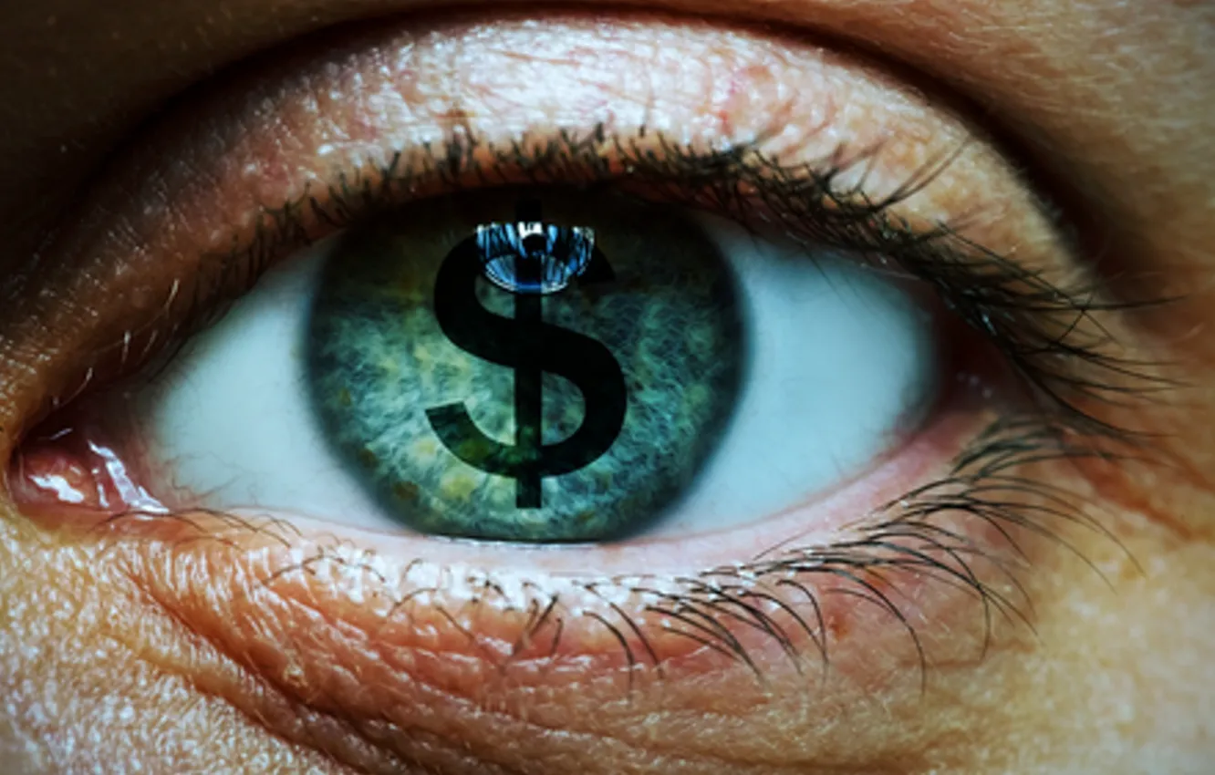 Фото обои eye, eyelashes, symbol money