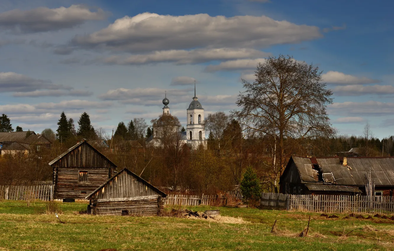 Фото обои дома, храм, Костромская губерния