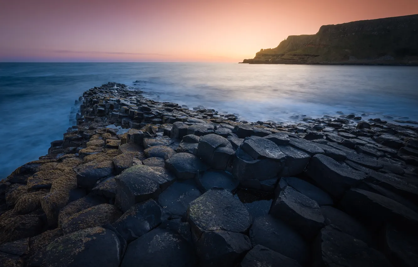 Фото обои море, закат, берег