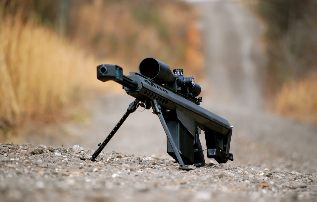 Фото обои гравий, винтовка, снайперская, крупнокалиберная, Barrett M82