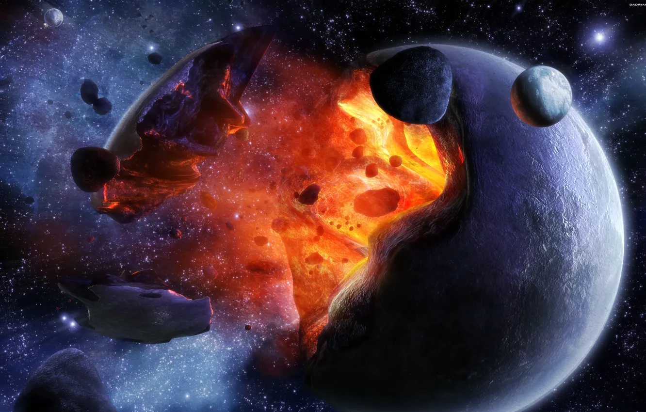 Фото обои explosion, fire, planet, sci fi