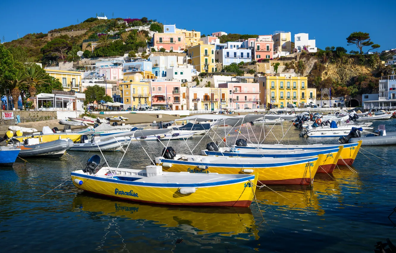Фото обои дома, лодки, порт, Италия, Понца
