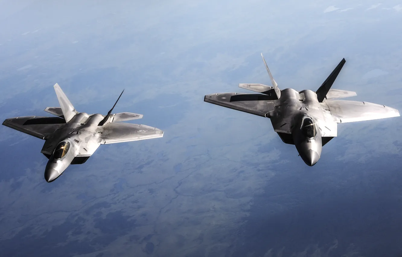 Фото обои небо, истребители, самолёты, ВВС США, F-22 Raptor, пятого поколения, многоцелевые, F-22 «Раптор»