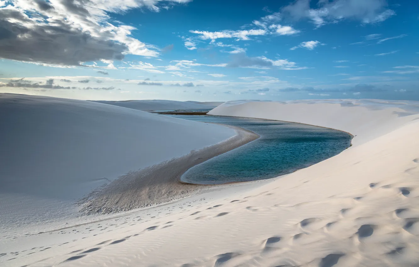 Фото обои песок, небо, вода, Brasil, Maranhão