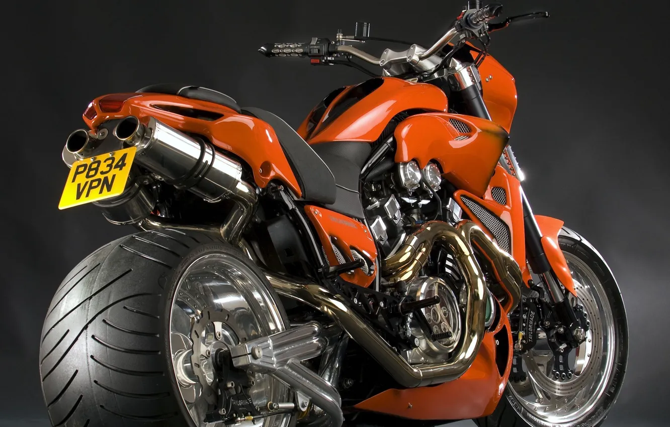 Фото обои tuning, motorcycle, Yamaha V-MAX, custom, orange, Yamaha VMAX, bold lines, beautiful design