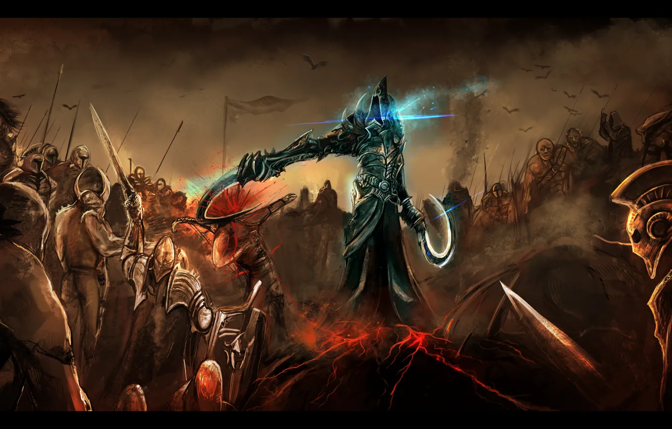 Фото обои Diablo 3, army, fight, Malthael