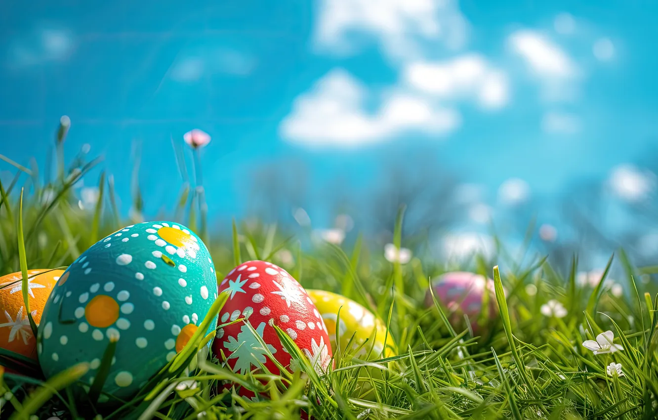 Фото обои цветы, яйца, весна, colorful, Пасха, happy, flowers, spring