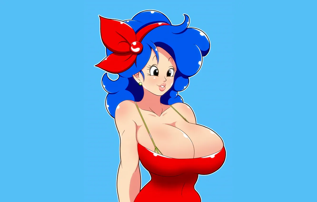 Фото обои girl, sexy, cleavage, long hair, dress, boobs, anime, beautiful