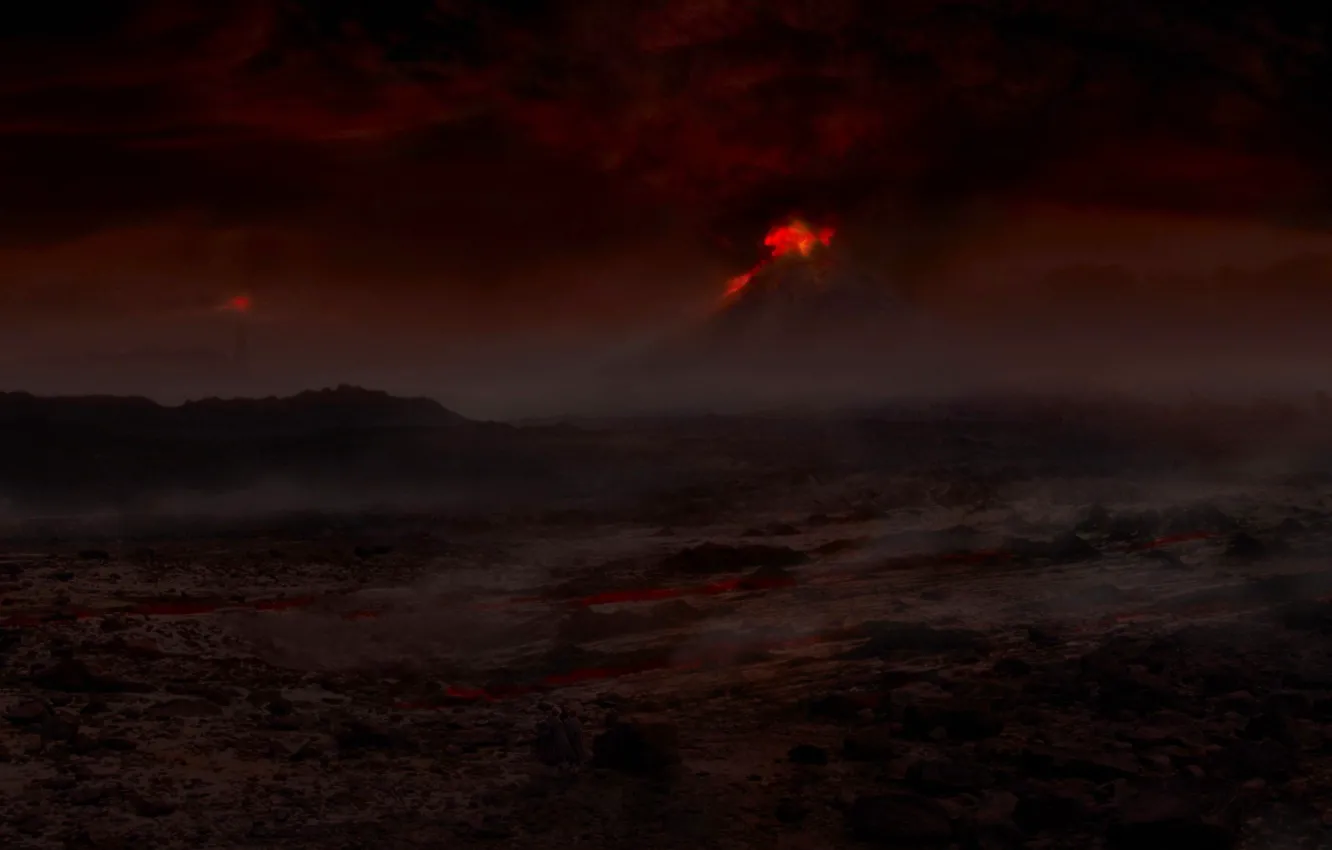 Фото обои огонь, вулкан, извержение
