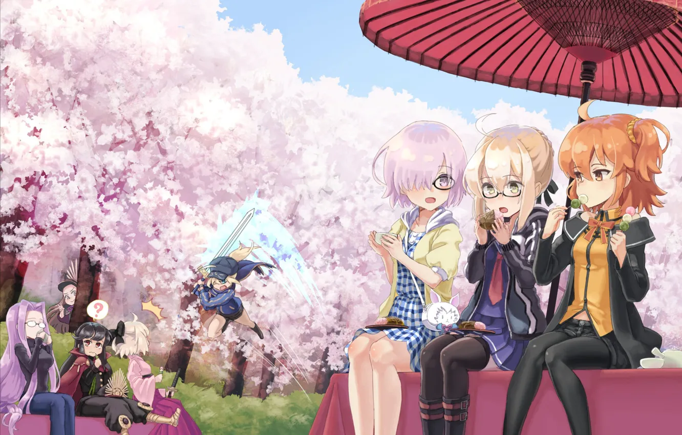Фото обои sword, game, umbrella, anime, pretty, sakura, ken, blade