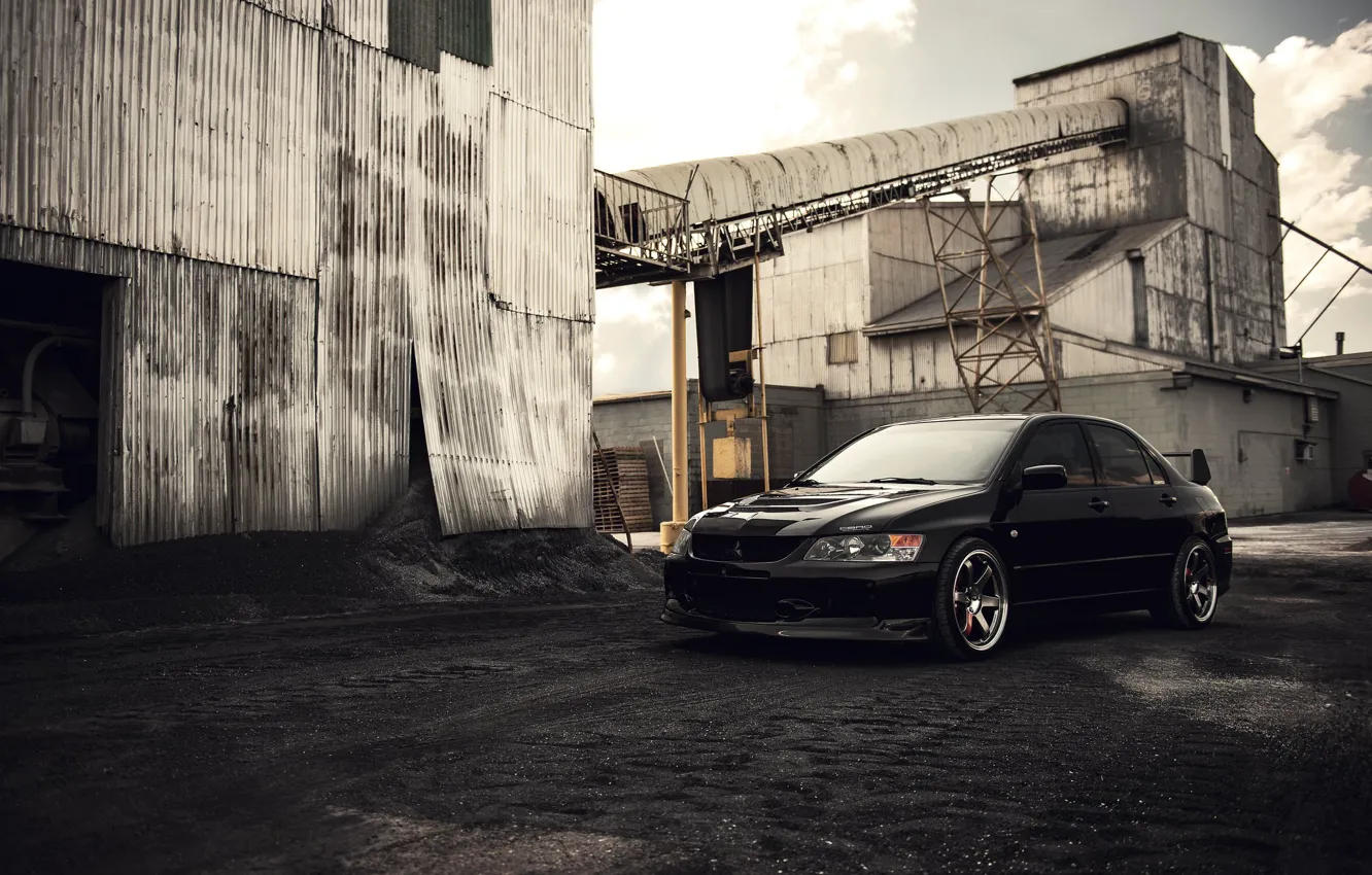 Фото обои Mitsubishi, Black, Lancer Evolution IX