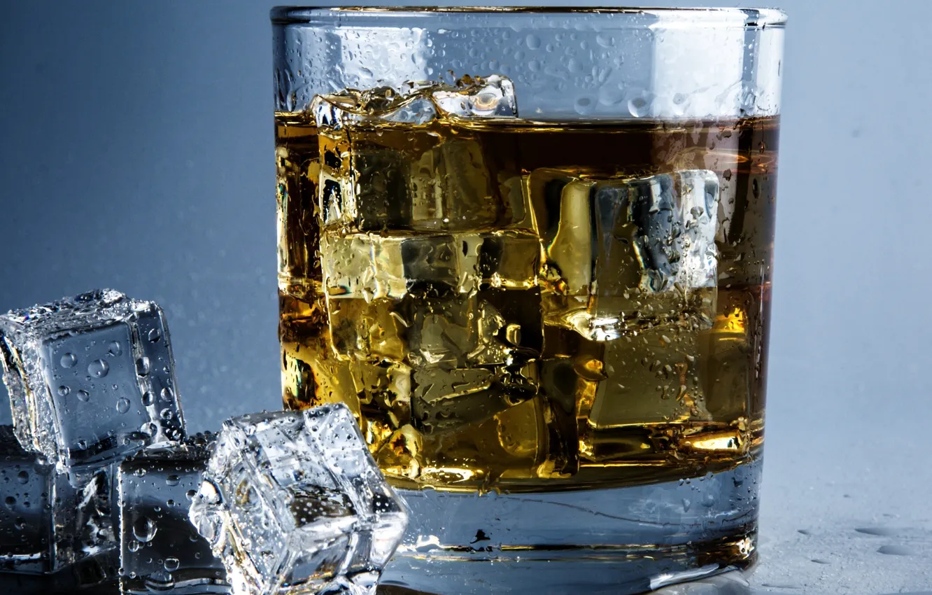Фото обои glass, ice, whiskey