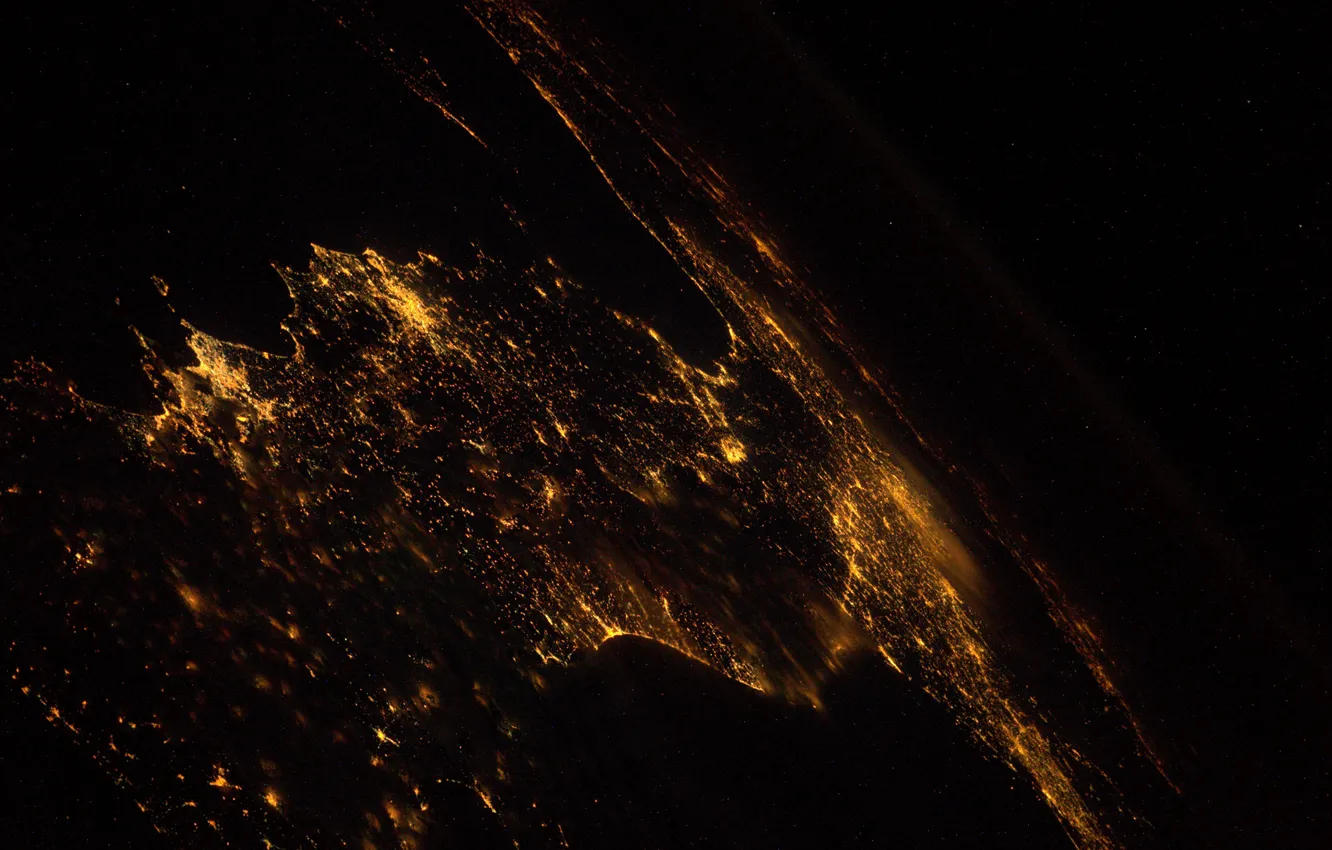 Фото обои космос, ночь, города, земля