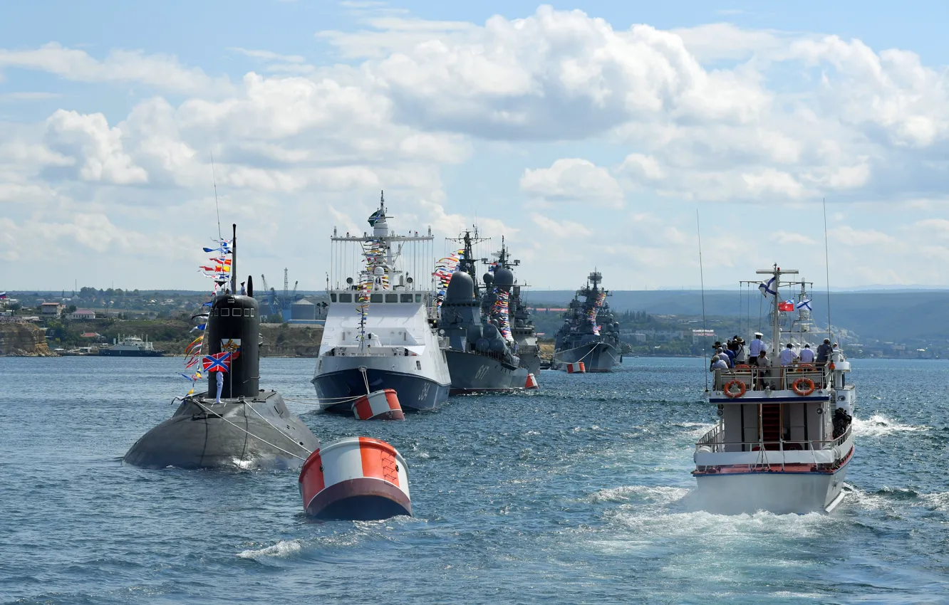 Фото обои корабли, парад, севастополь, день флота