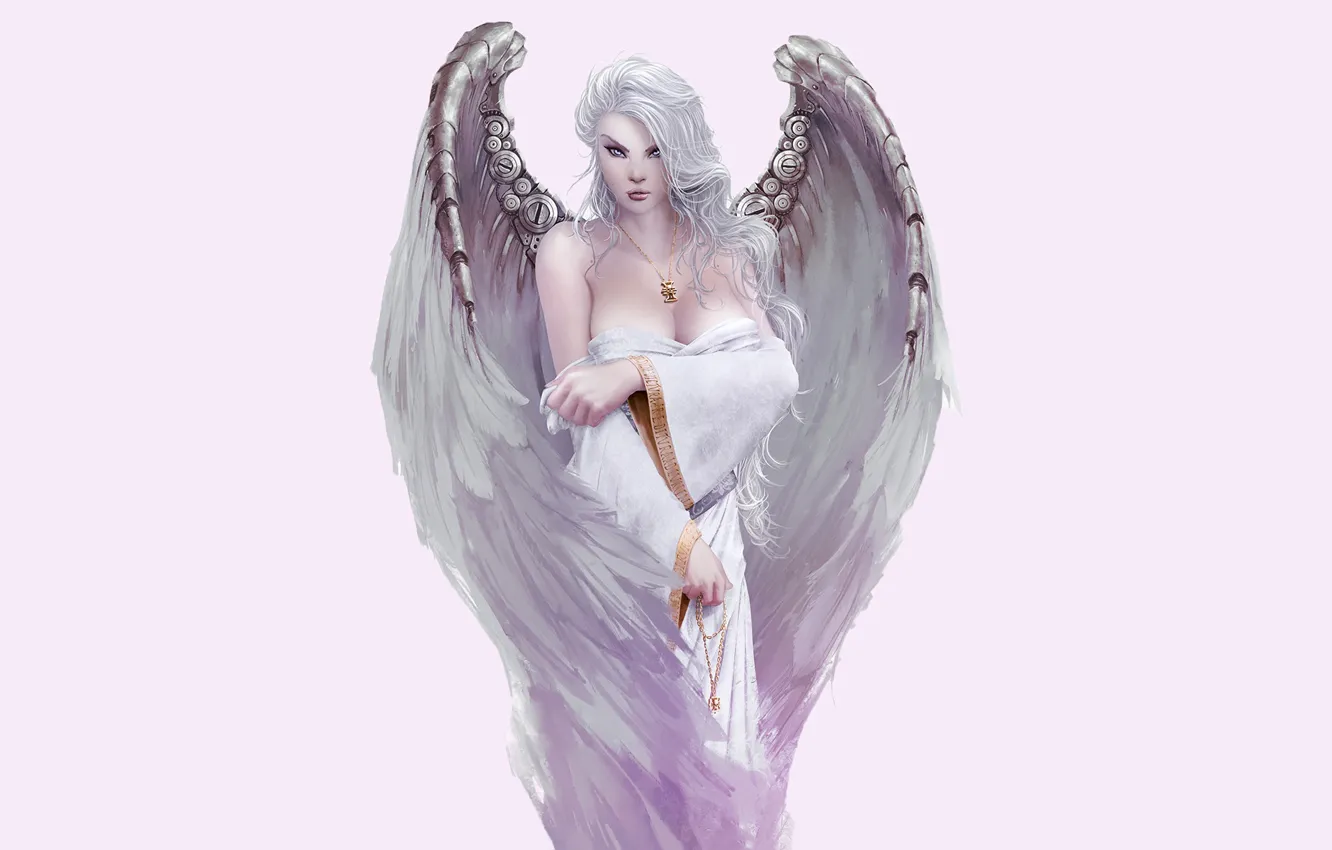 Фото обои девушка, фон, крылья, ангел