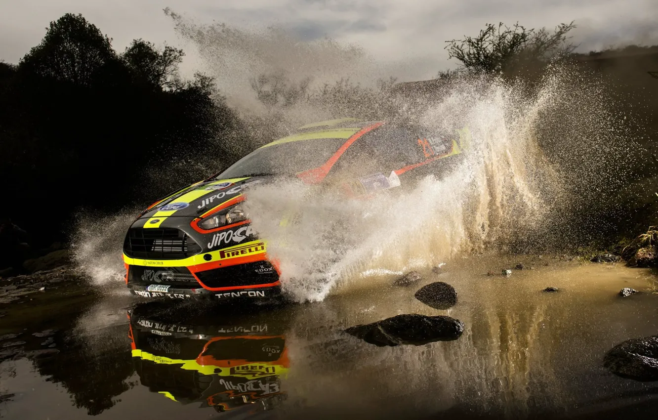 Фото обои Ford, Форд, Брызги, WRC, Fiesta, Martin Prokop