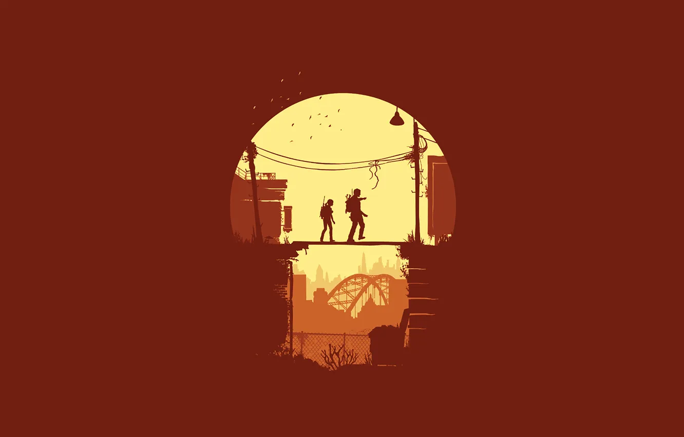 Фото обои игра, минимализм, сериал, game, minimalism, красный фон, series, The Last of Us