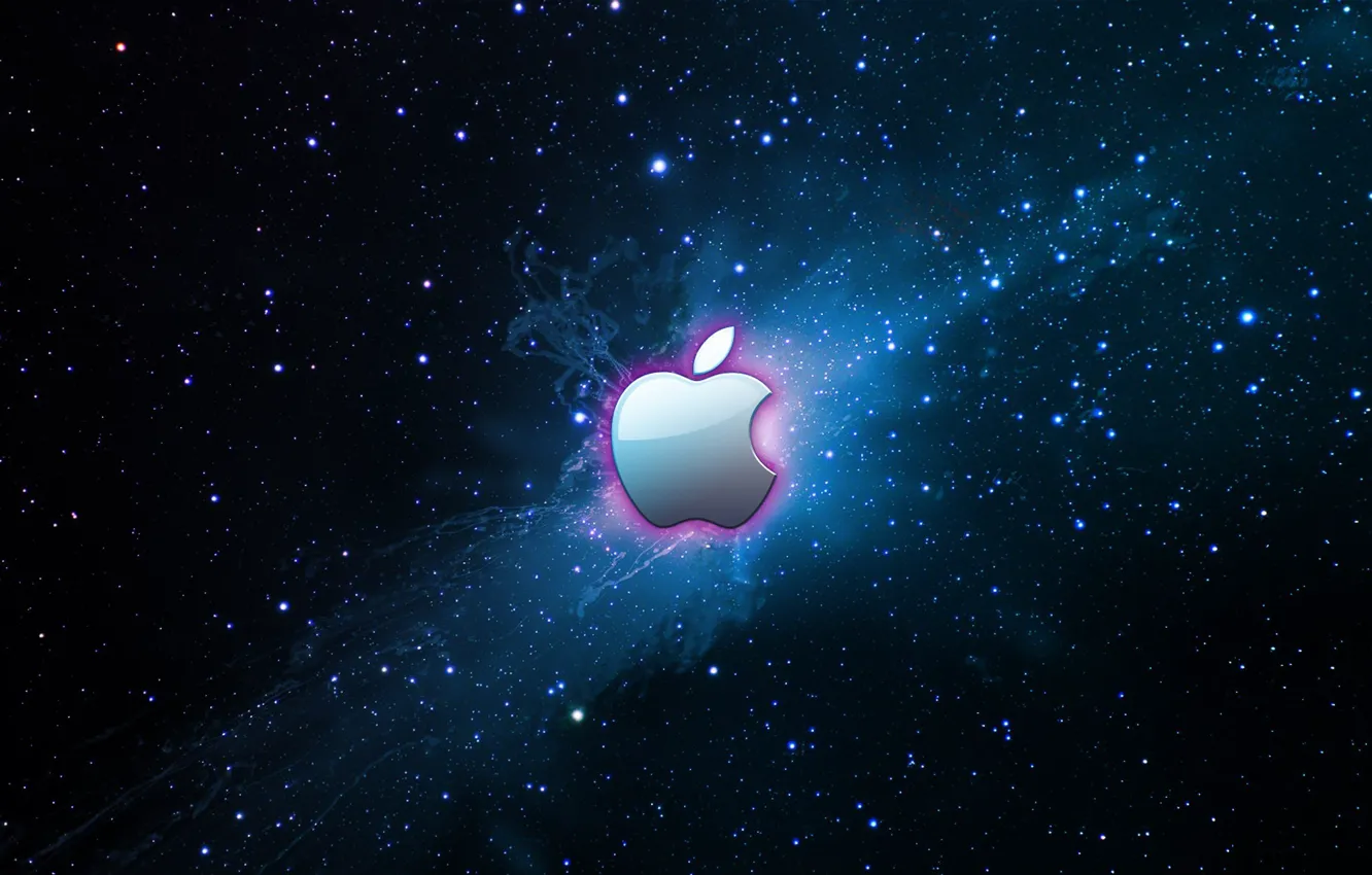 Фото обои звезды, синий, apple, логотип