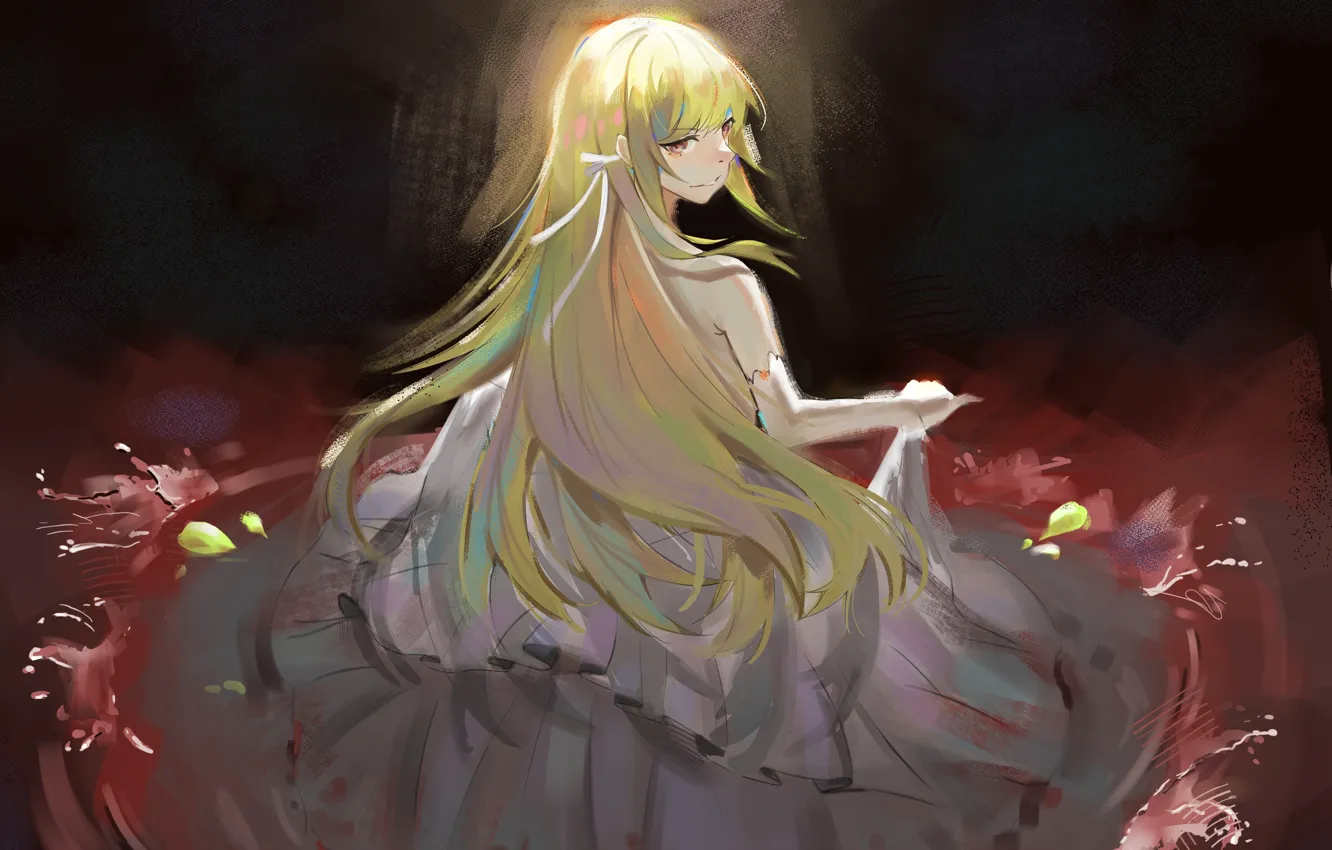 Фото обои девушка, кровь, Bakemonogatari, Oshino Shinobu