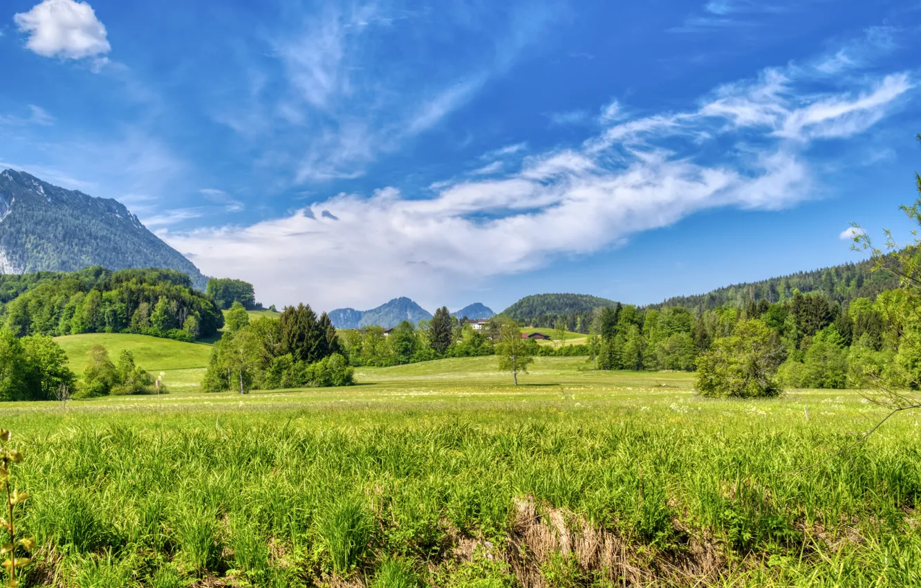 Фото обои поля, Германия, Бавария, Rosenheim, Aschau im Chiemgau