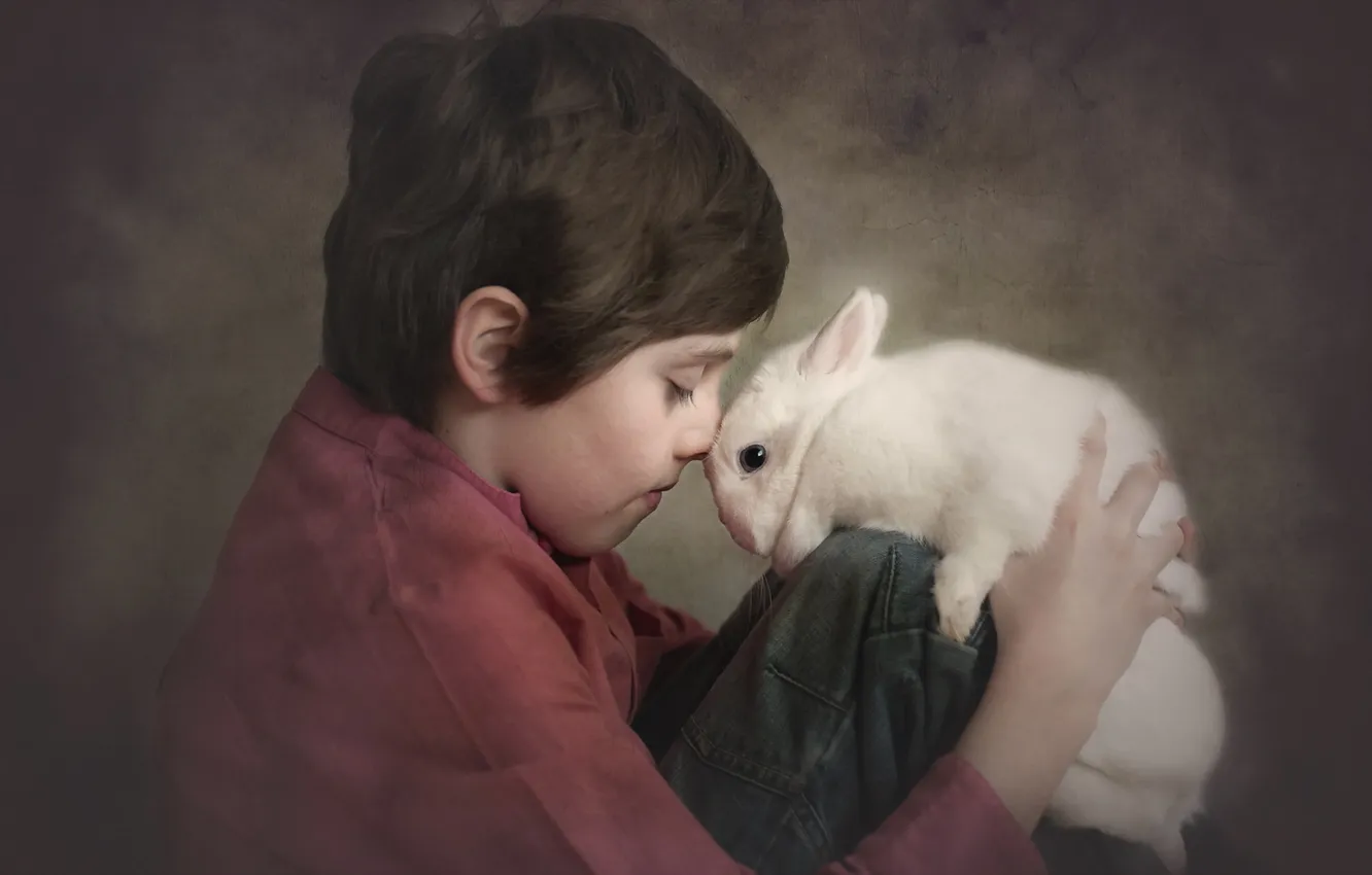 Фото обои настроение, кролик, ребёнок