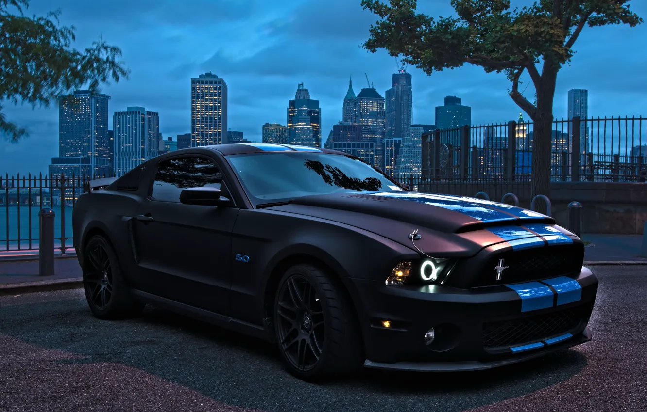 Фото обои black, ford mustang, tuning