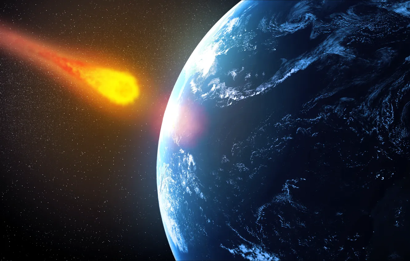 Фото обои planet, destruction, meteorite future impact