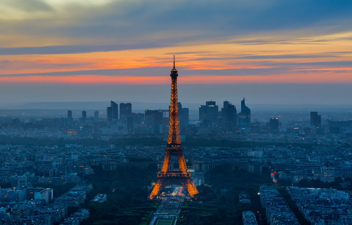 Фото обои город, вечер, Paris