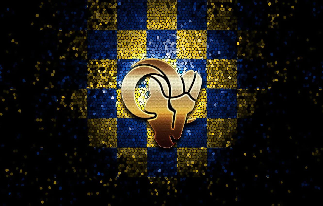 Фото обои wallpaper, logo, Sport, nfl, glitter, checkered, Los Angeles Rams