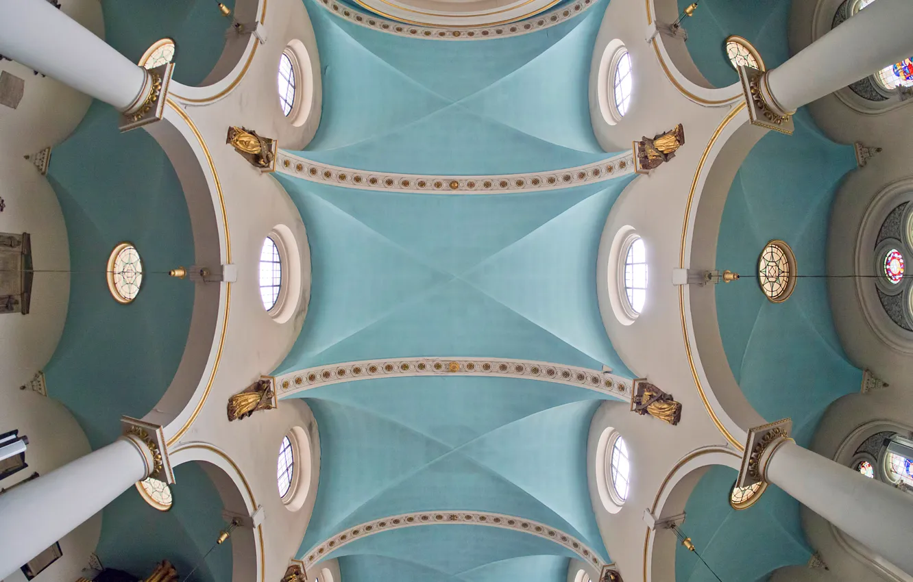 Фото обои собор, колонны, религия, орган, неф, хрпм