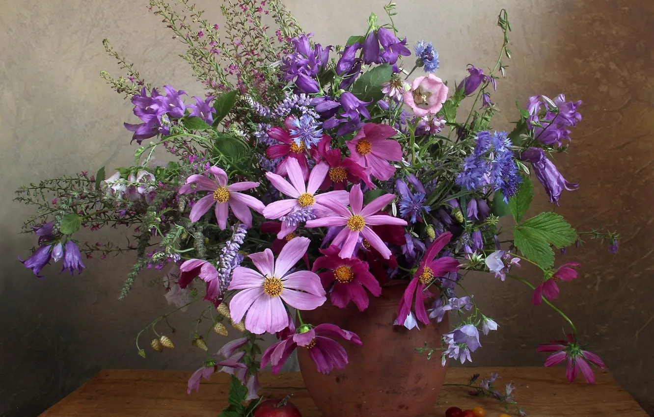 Фото обои цветы, стол, букет, натюрморт, композиция