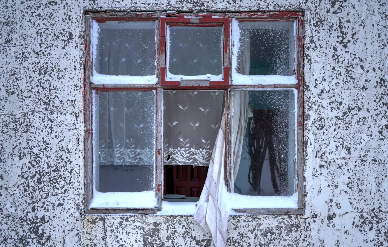 Фото обои дом, стена, окно, занавески