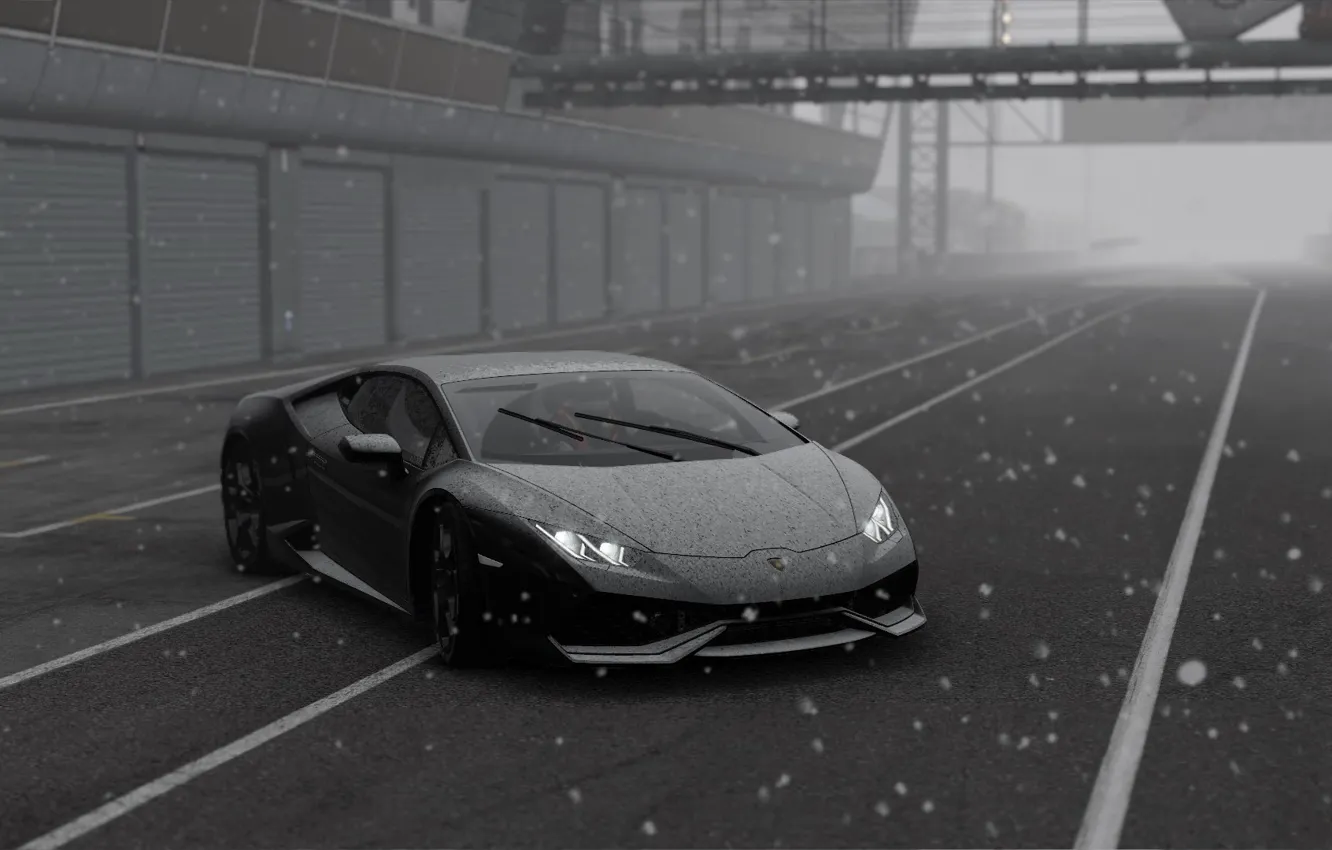 Фото обои Зима, Lamborghini, Huracan, Project CARS 2