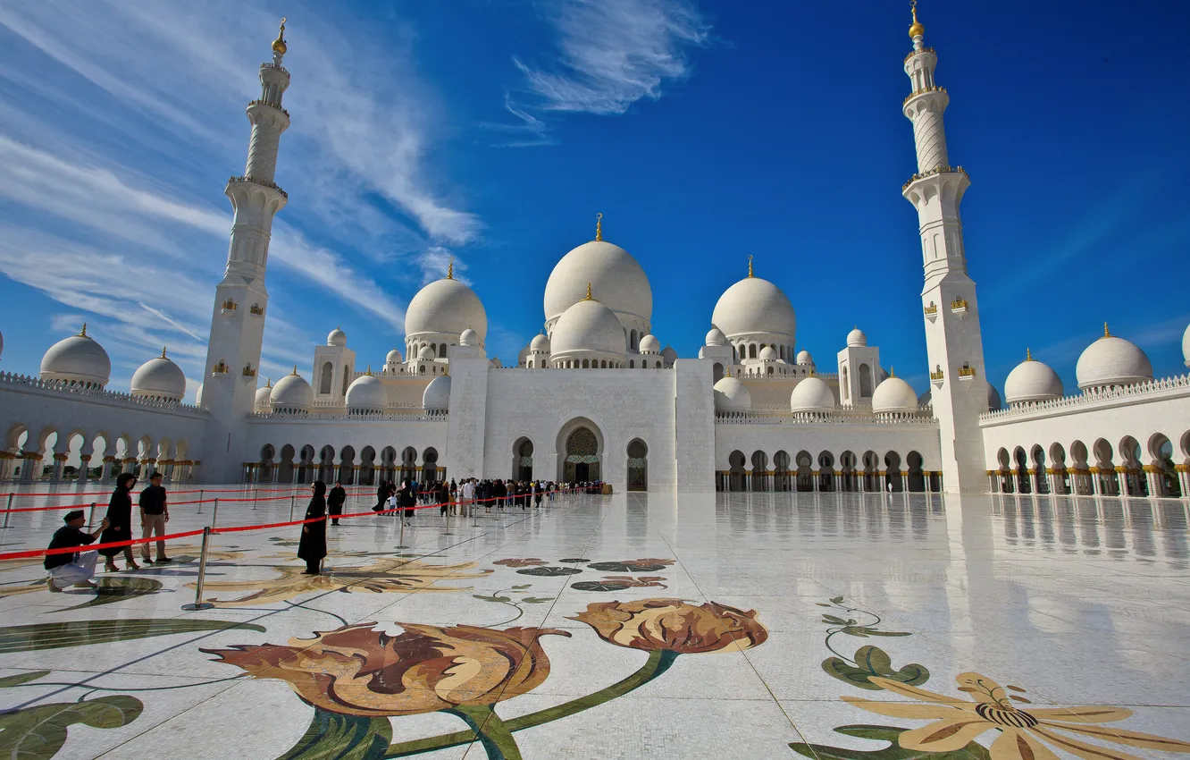 Фото обои Abu Dhabi, ОАЭ, Мечеть шейха Зайда, Абу-Даби, UAE, Sheikh Zayed Grand Mosque