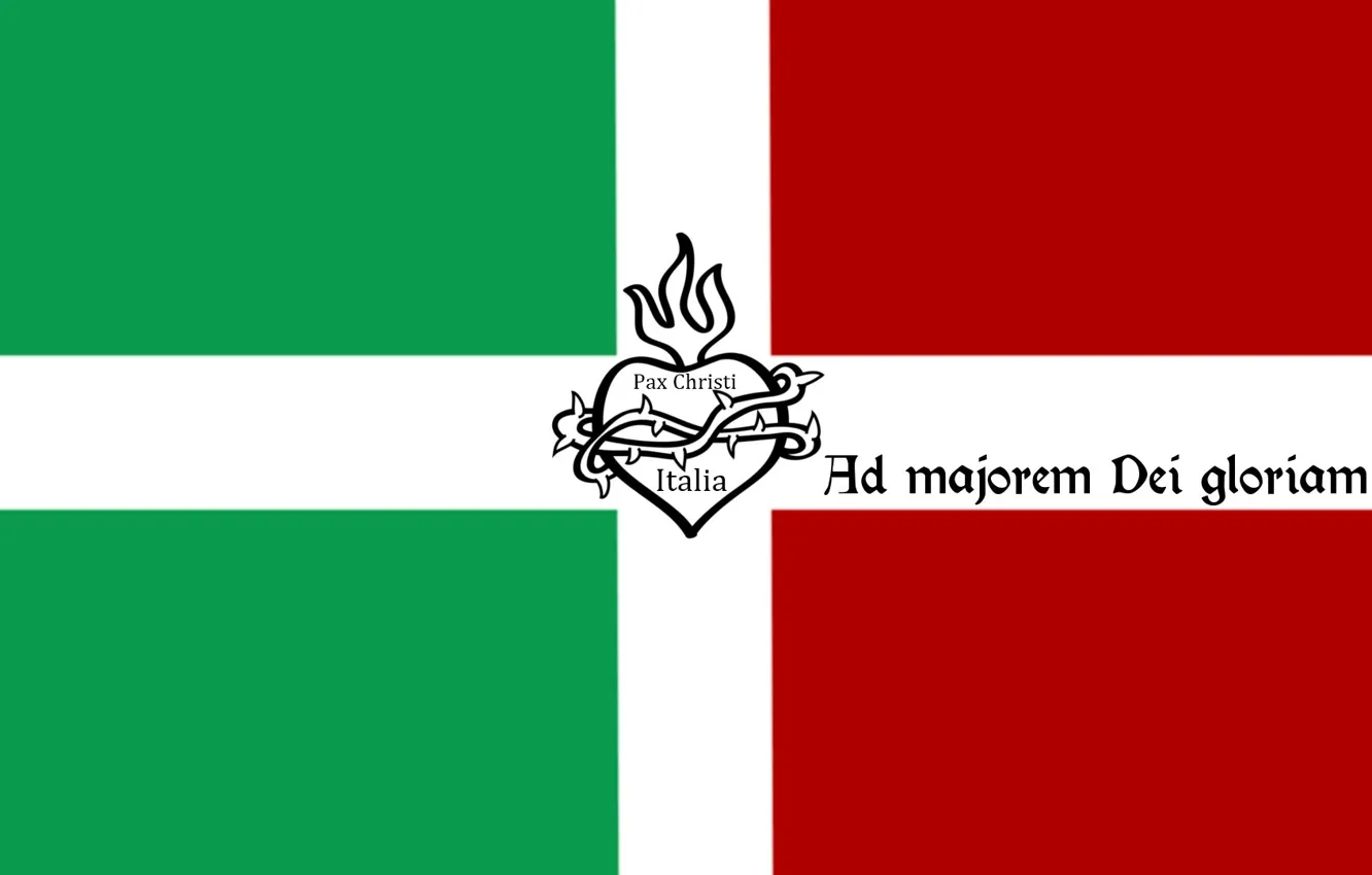 Фото обои green, fire, red, Italy, heart, cross, flag, Italia