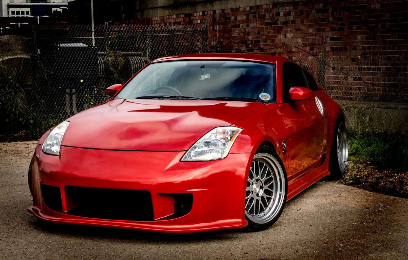 Фото обои fire, red, Nissan, 350Z