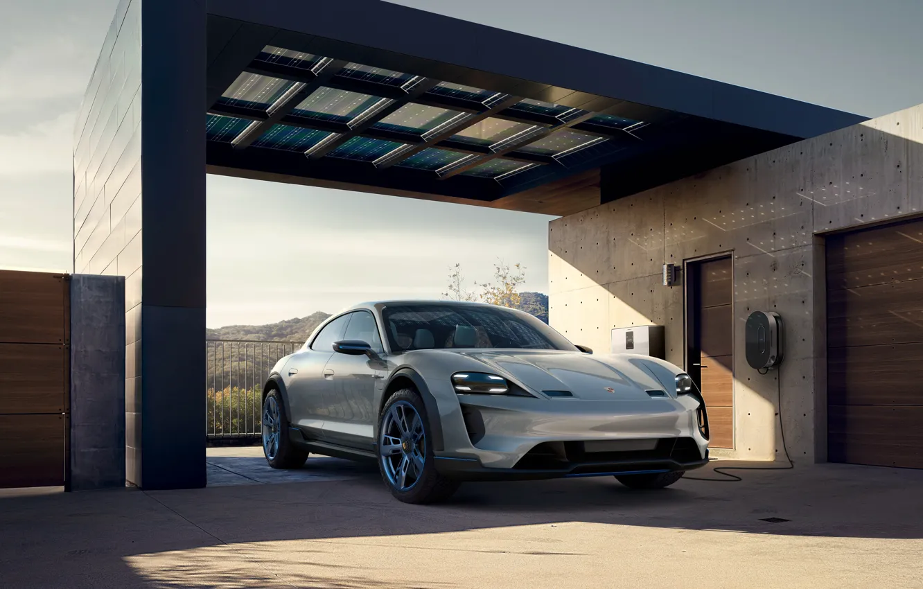 Фото обои Concept, Porsche, вид спереди, 2018, Mission E, Cross Turismo