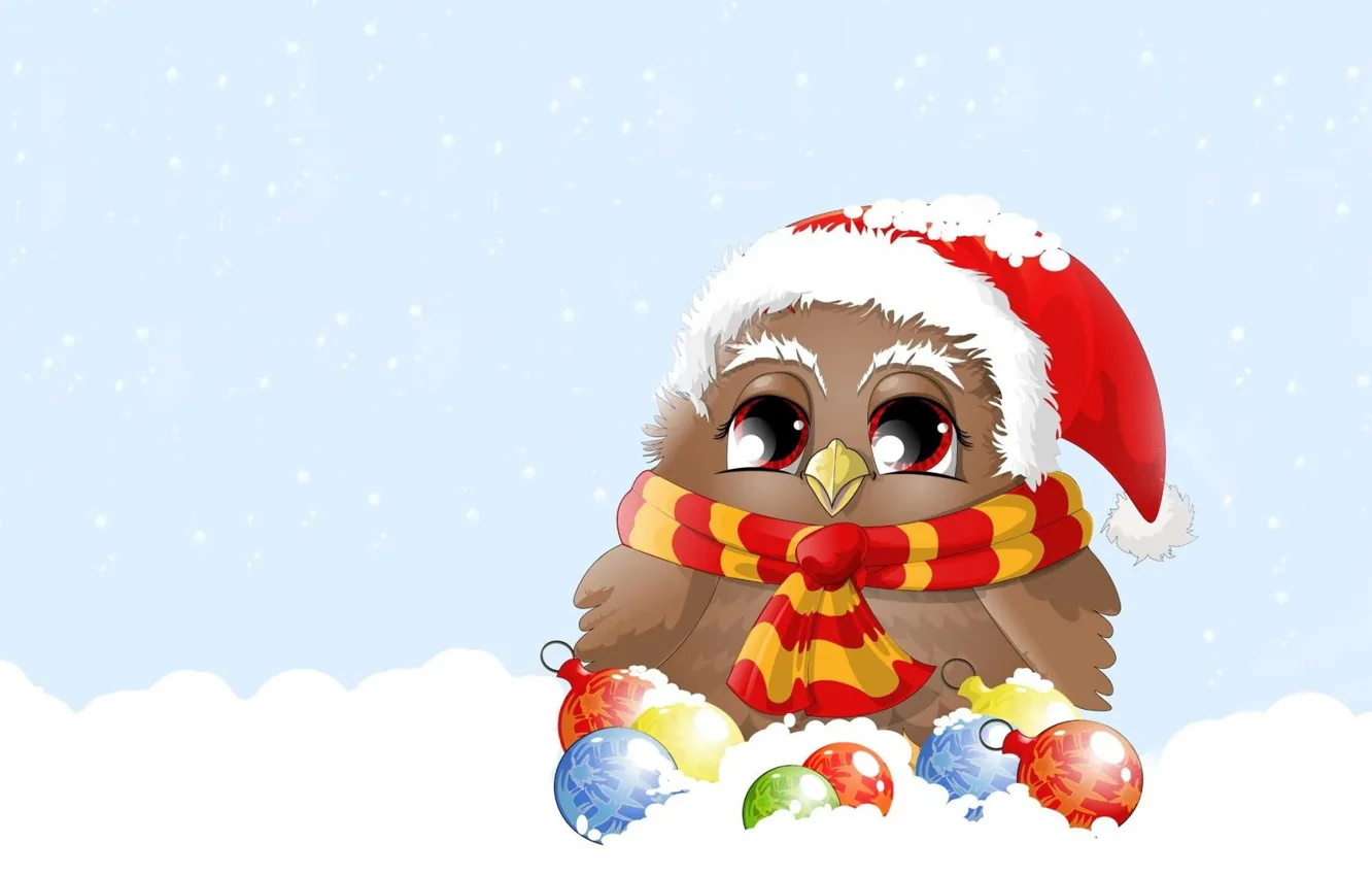 Фото обои зима, шарики, снег, настроение, праздник, вектор, арт, Новый год