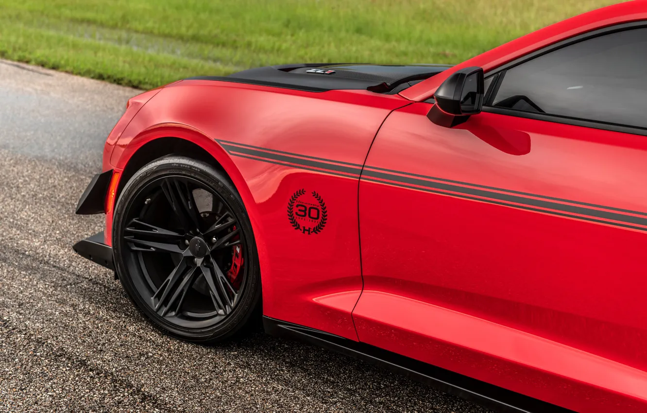 Фото обои Chevrolet, Camaro, red, close-up, Hennessey, Hennessey Chevrolet Camaro ZL1 The Exorcist