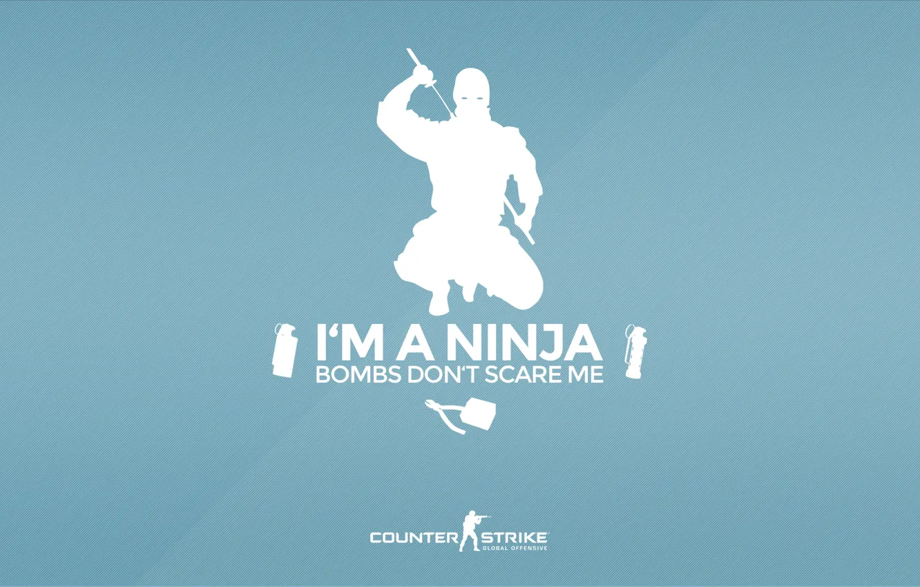 Фото обои kit, CS GO, Counter Strike Global Offensive, Серия &ampquot;CS GO Situation&ampquot;, I'm a ninja, Bombs …