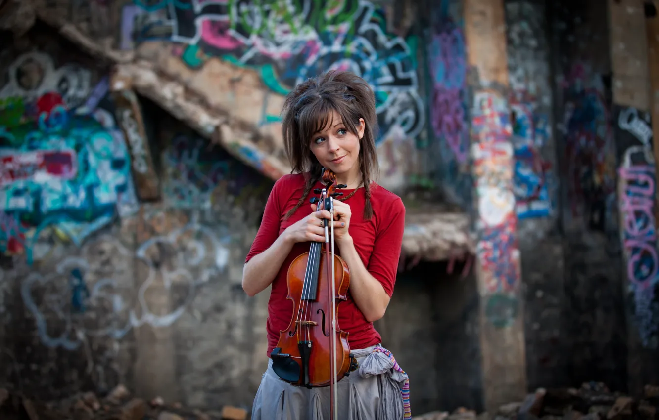 Фото обои скрипка, красавица, violin, Линдси Стирлинг, Lindsey Stirling, скрипачка