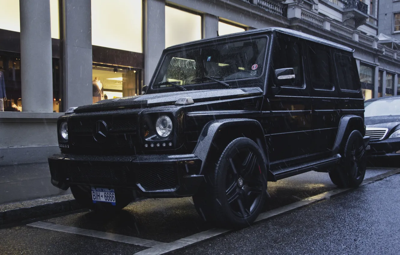 Фото обои тюнинг, джип, Mercedes, black, мерседес, AMG, G55, передок