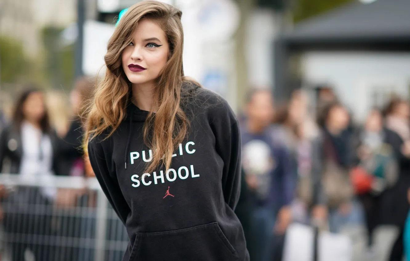 Фото обои взгляд, девушка, модель, макияж, прическа, фотосессия, hair, Barbara Palvin