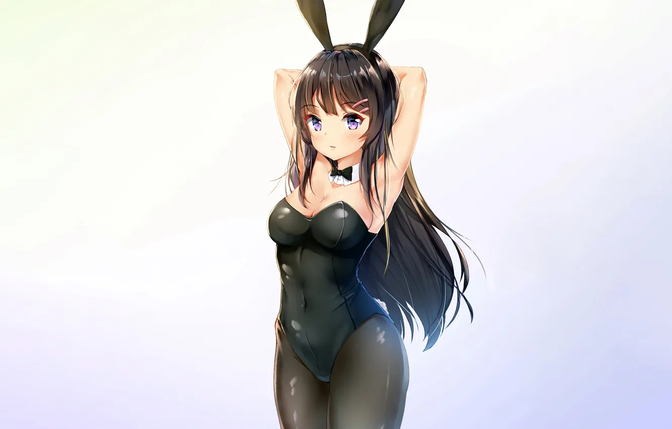 Фото обои girl, sexy, cleavage, long hair, boobs, anime, beautiful, purple eyes