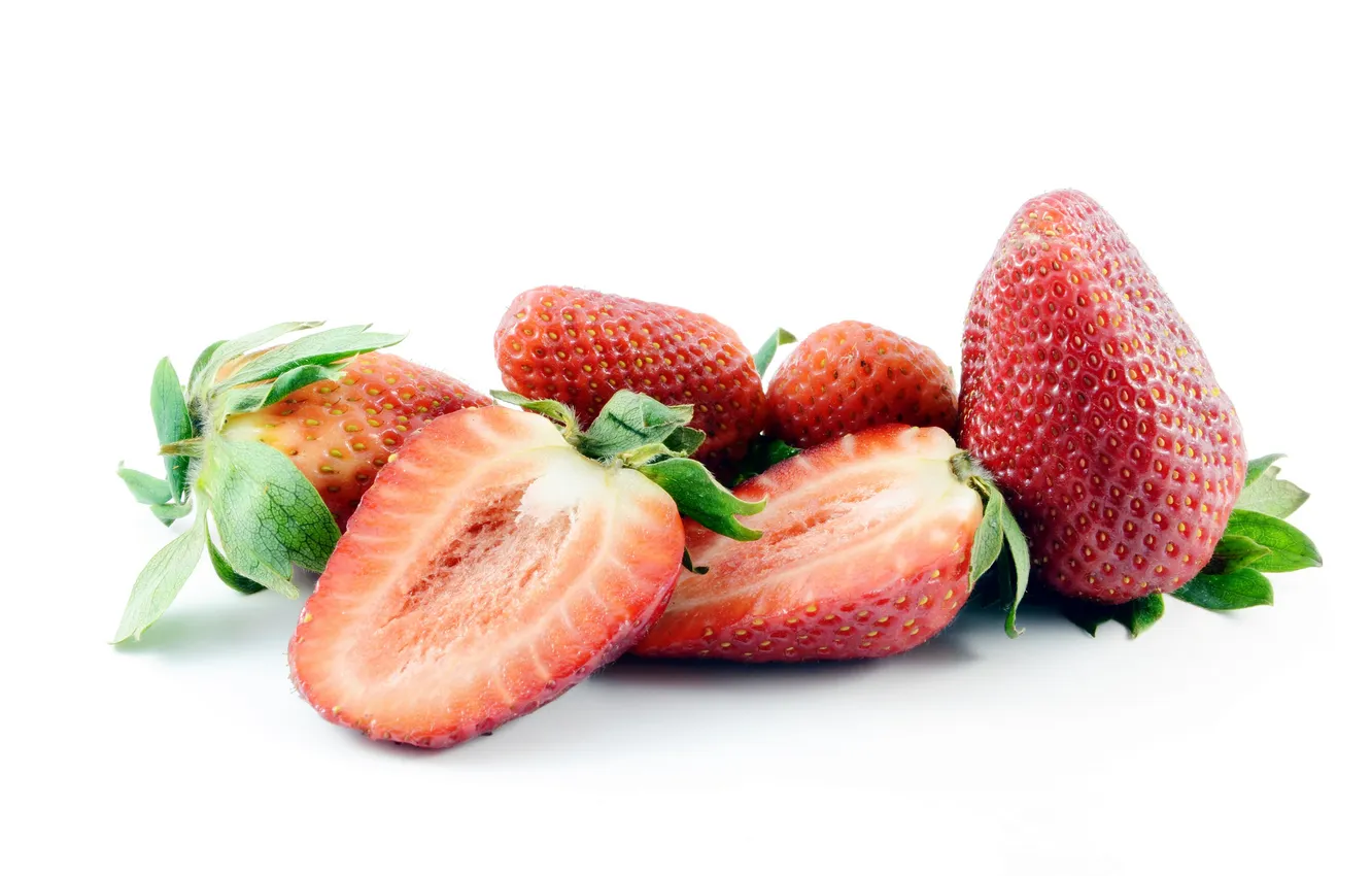 Фото обои ягоды, клубника, дольки, strawberries