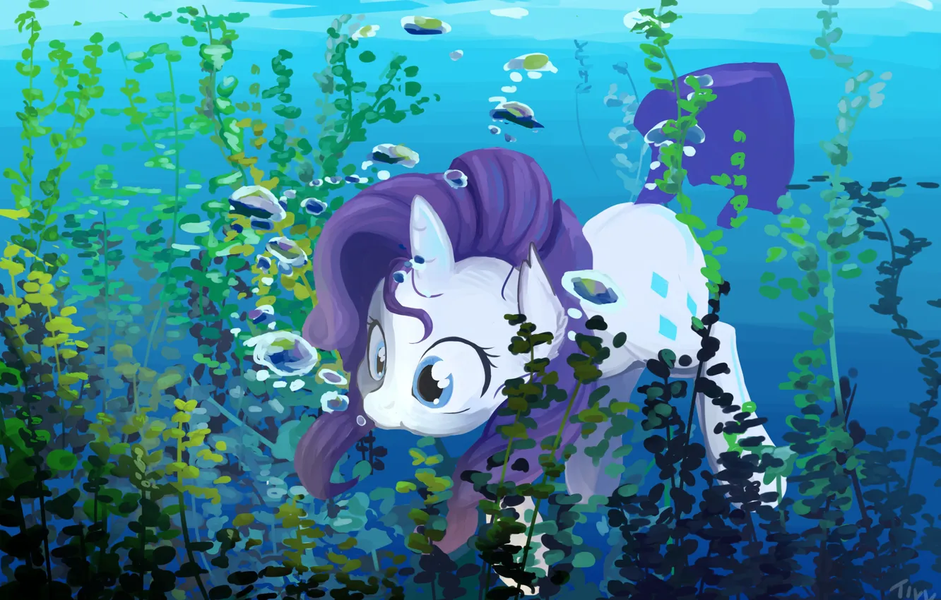 Фото обои пони, под водой, Rarity, by CreativPony, My Little Pony: Friendship is Magic / MLP:FiM